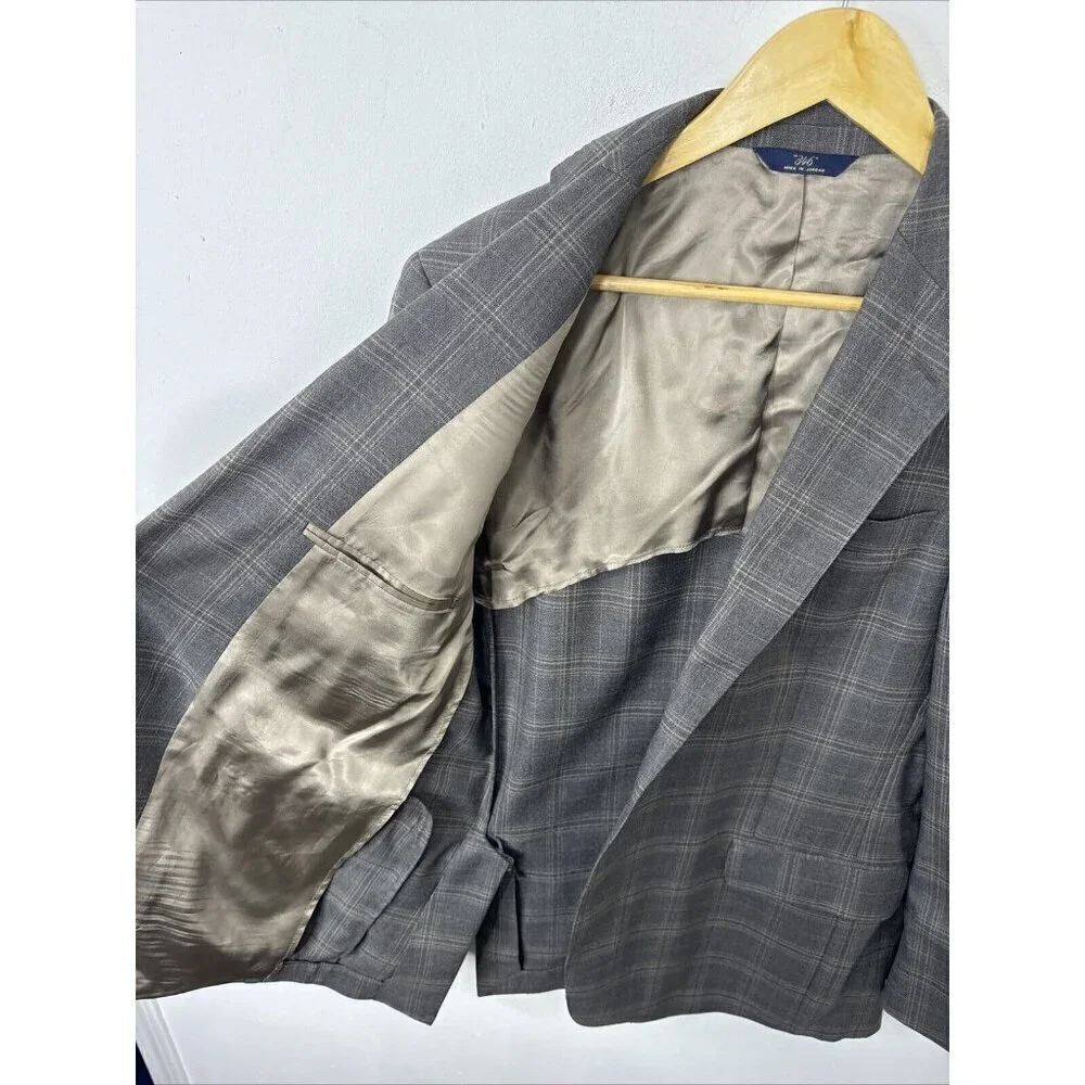 Brooks Brothers‎ 346 Men 42 R Check Gray Blazer Sports Coat Regent Fit